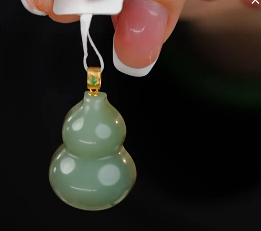 【初见珠宝】18K金和田玉葫芦吊坠16-2C364X81【多样性发一件】