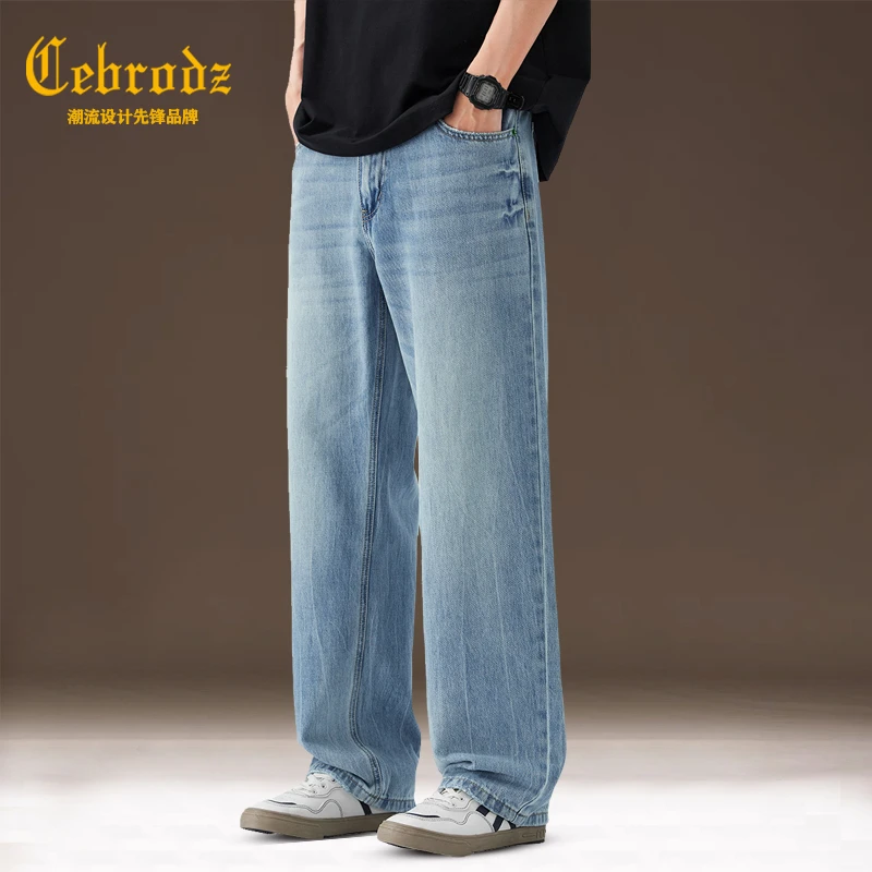 法国Cebrodz春夏新款复古直筒牛仔裤男士2025年宽松透气百搭潮流