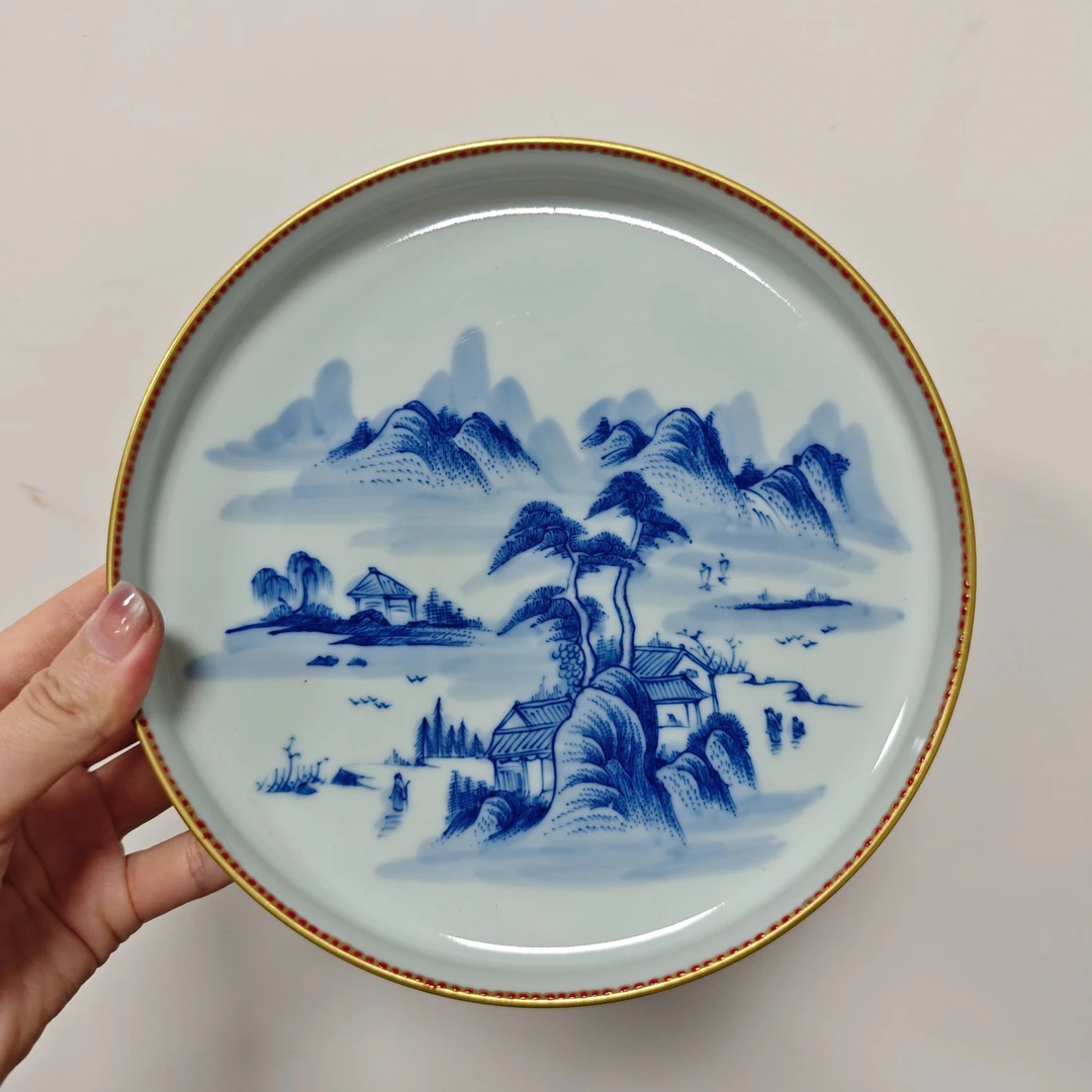 中国红敦煌珐琅描金山水壶承HJSF0114