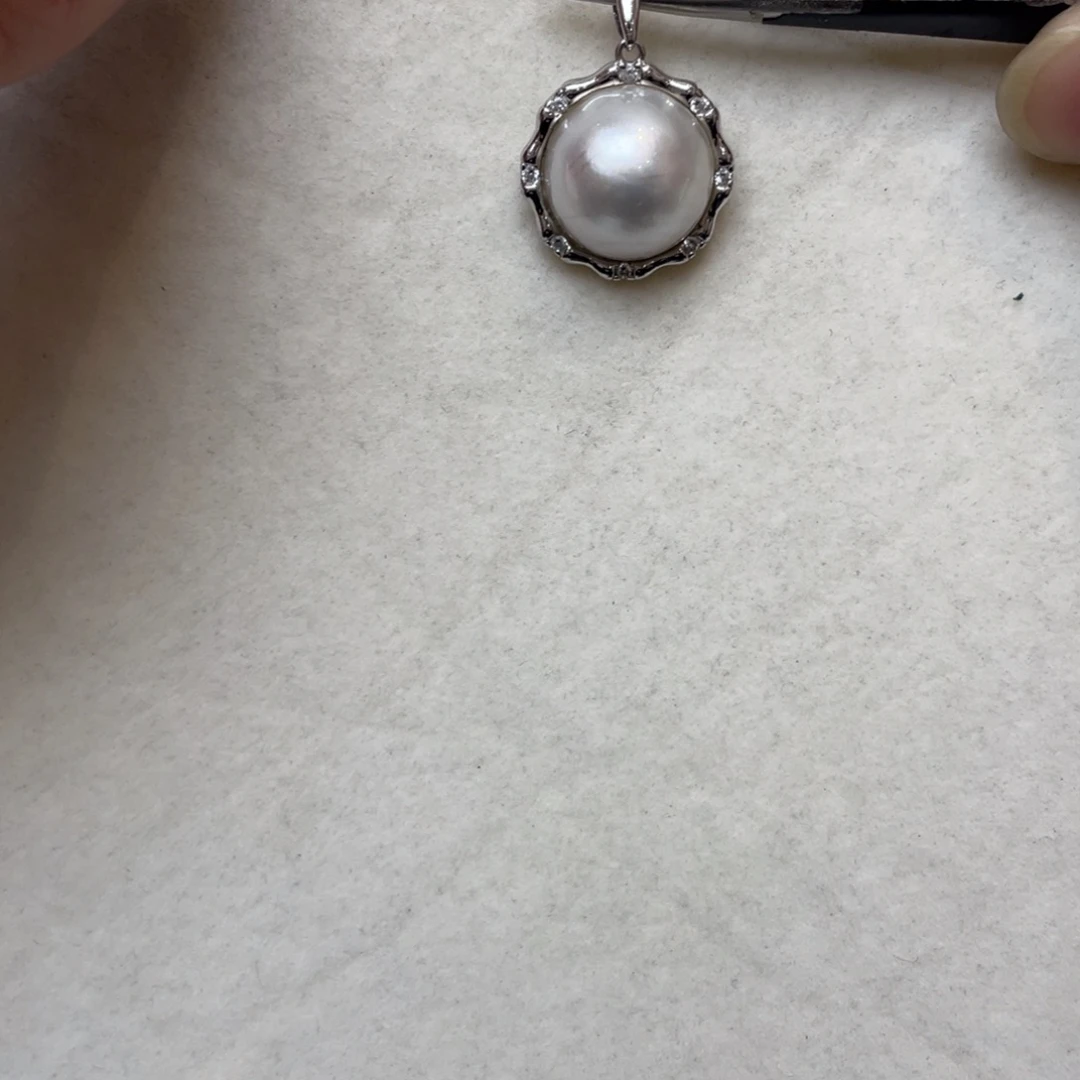 吊坠(不含链)银S925镶嵌拼合珍珠（马贝珠）