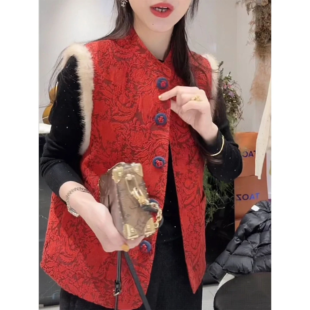 207新中式国风马甲冬新款加厚保暖时尚高级显瘦I气质减龄百搭上衣