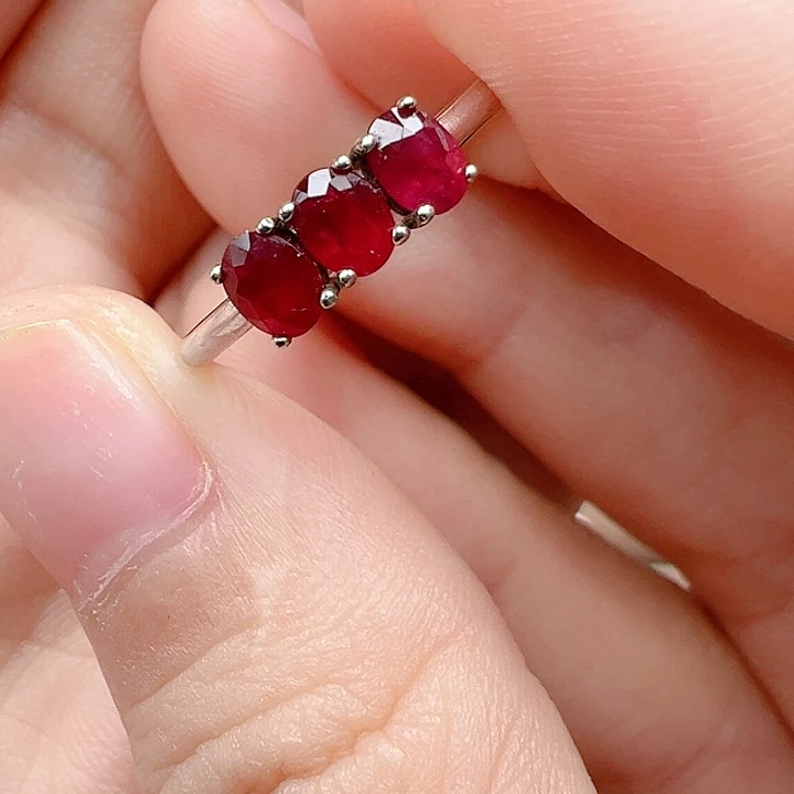 红宝石银S925镶嵌戒指