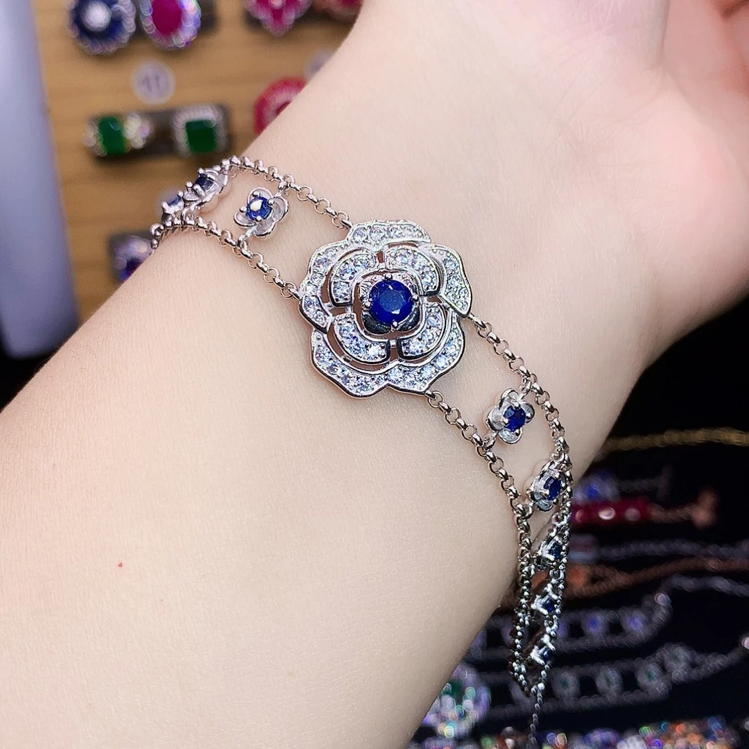 蓝宝石银S925镶嵌手链