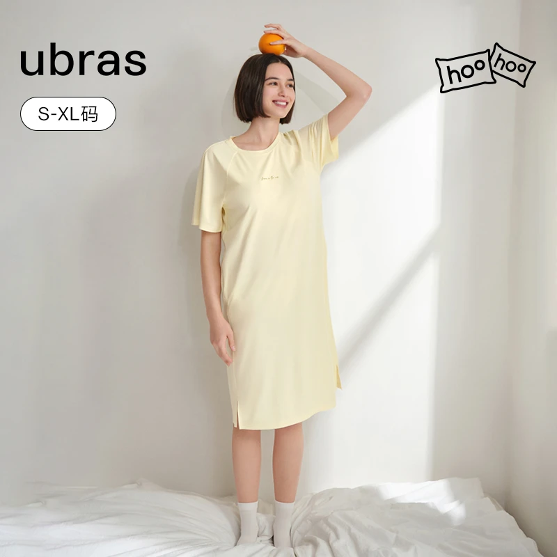 ubras云棉短袖裙子呼呼睡衣棉家居服莫代尔睡裙性感防螨女春夏款