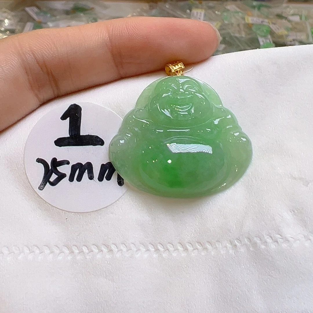 翡翠18K金镶嵌吊坠(不含链)翡翠