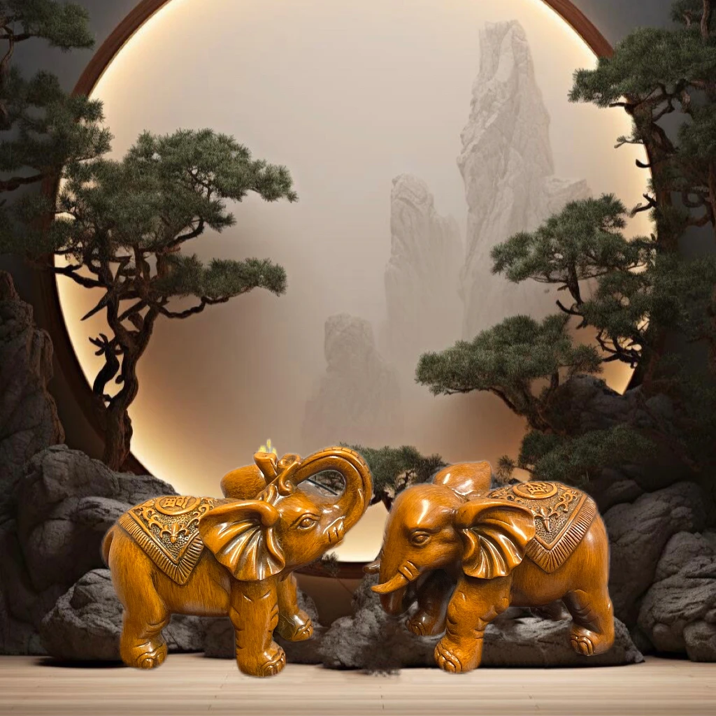 【财福】大象一对摆件公象（长18高14）母象（长16高12）