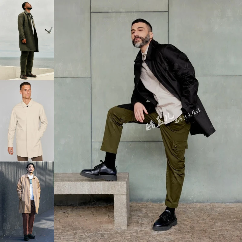 型男/都市精英标配 欧线高端春季男士简约百搭通勤外套中长款风衣