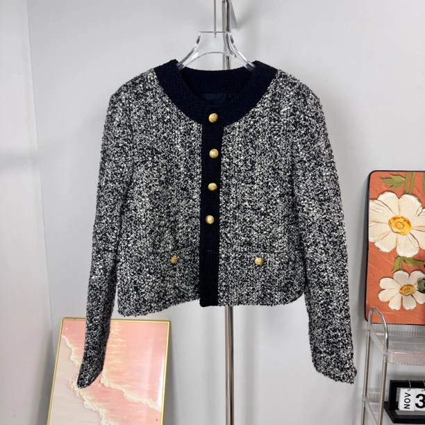 99新 Celine/思琳 粗花呢金扣外套 A6167 公价30000 38码