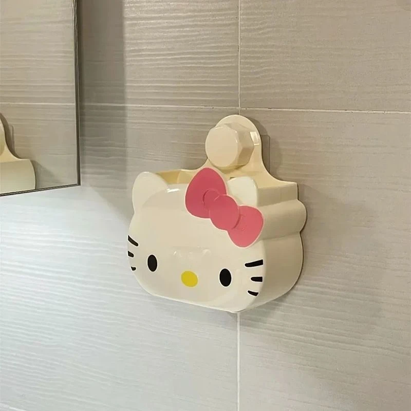 hellokitty浴室放牙刷牙膏置物架免打孔卡通动漫壁挂可沥水收纳盒