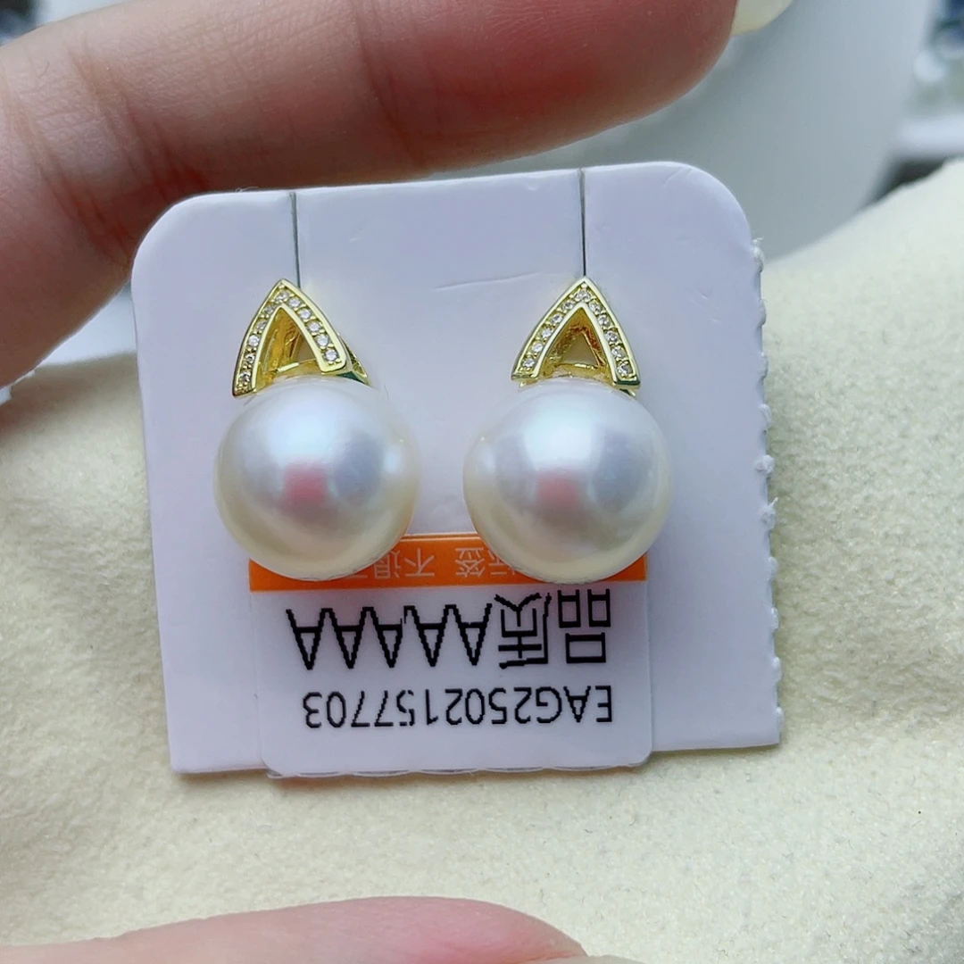 淡水珍珠耳饰银S925镶嵌w41