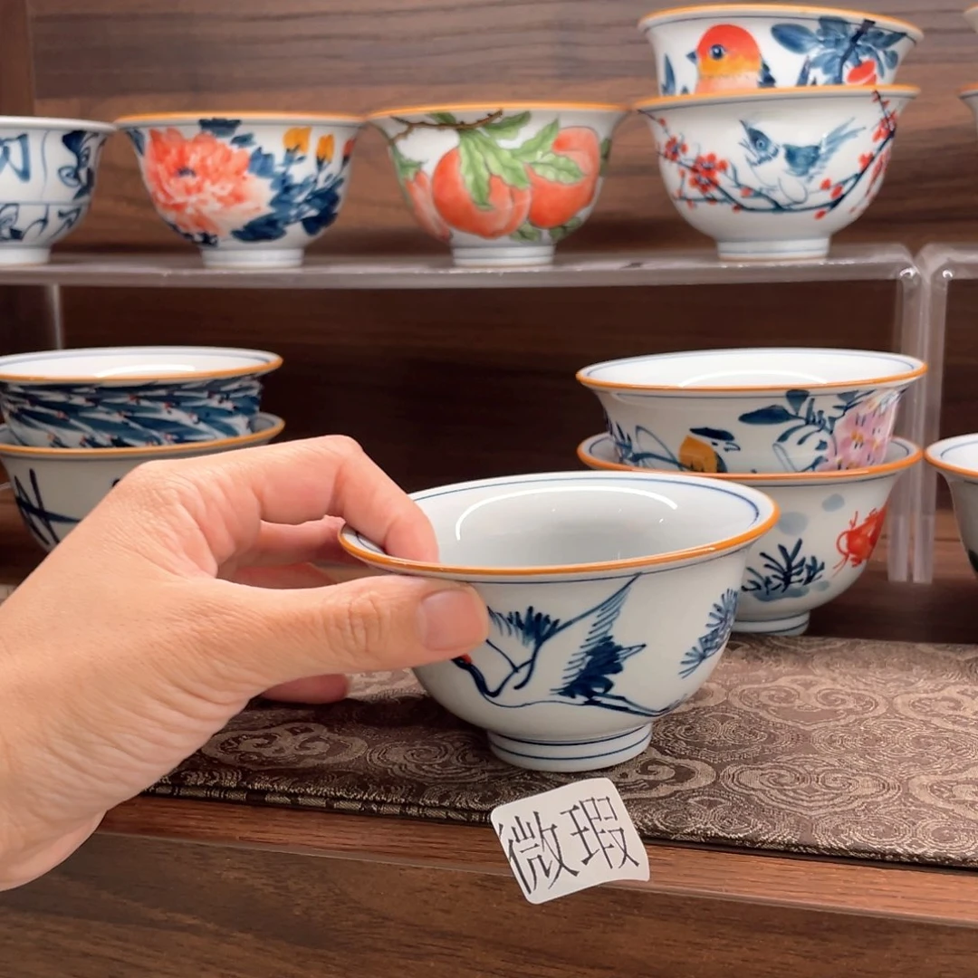 釉下手绘茶具微瑕