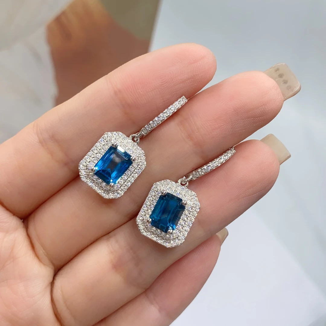 S925银托帕石耳环精美时尚精致百搭