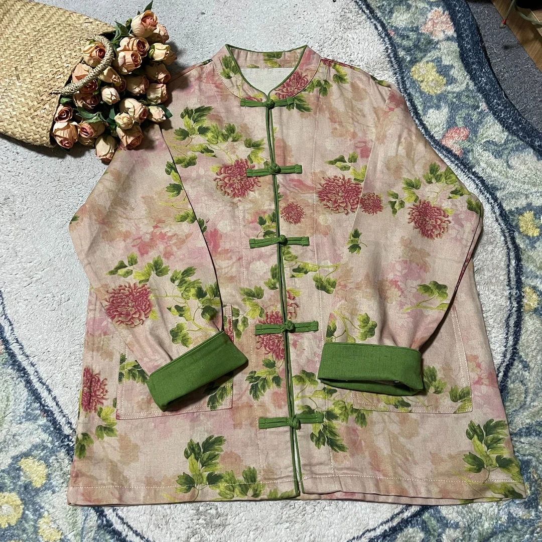 436-4春季新品显瘦复古新中式百搭气质网红文艺风国风外套