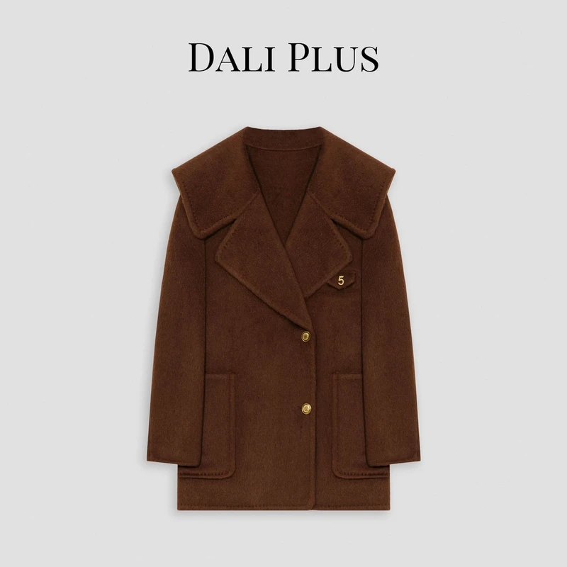 DALI PLUS【牦牛绒+桑蚕丝+绵羊毛】重工金色扣毛呢外套-D4CK0147