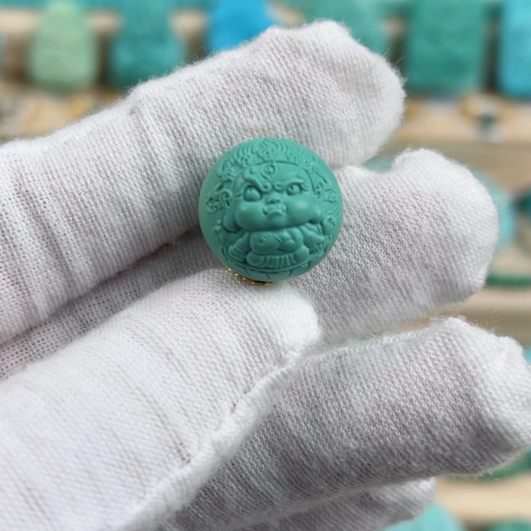 未镶嵌绿松石黑天珠