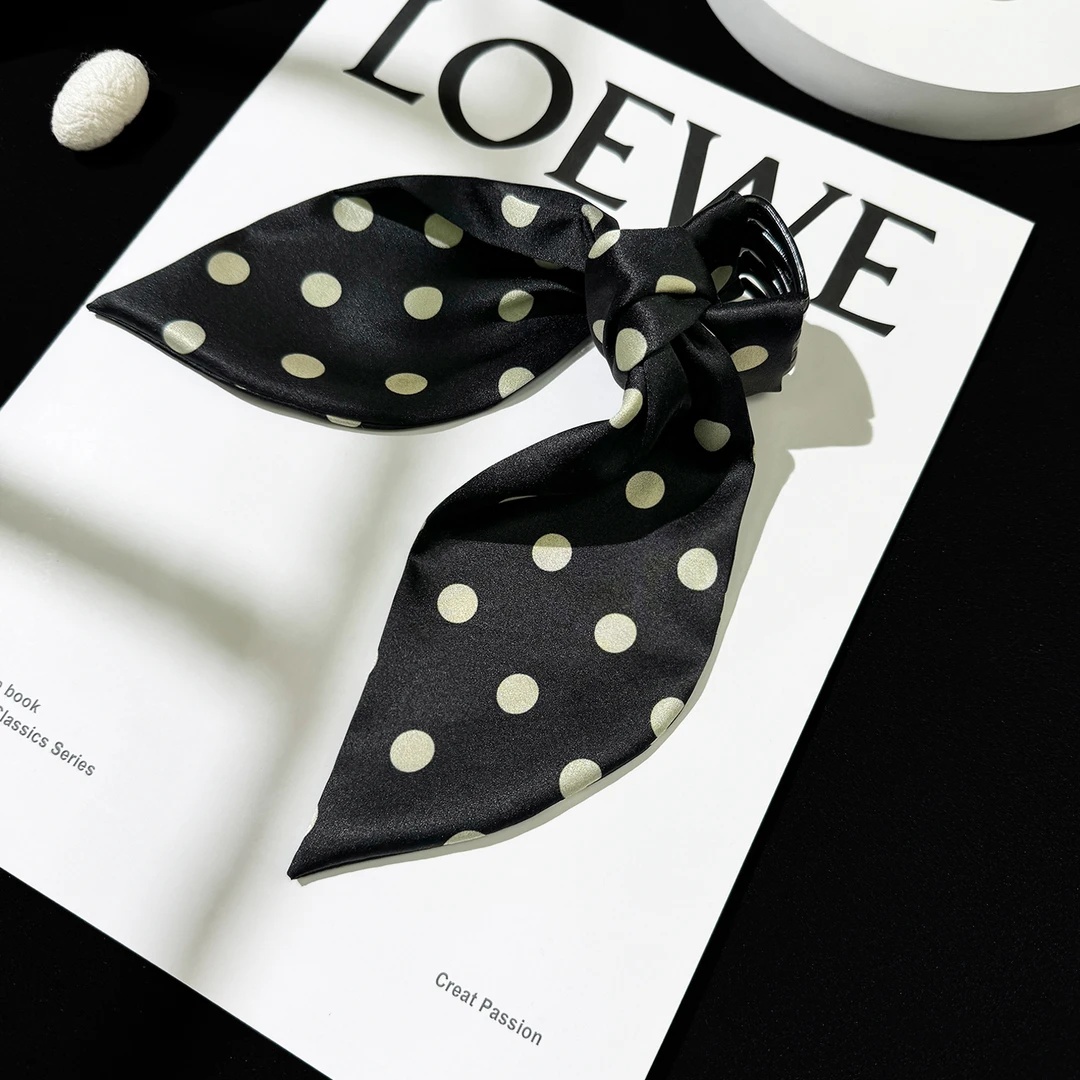 【3件8折】刘亦菲同款垂耳兔真丝抓夹蝴蝶结飘带顶夹轻奢百搭高级感