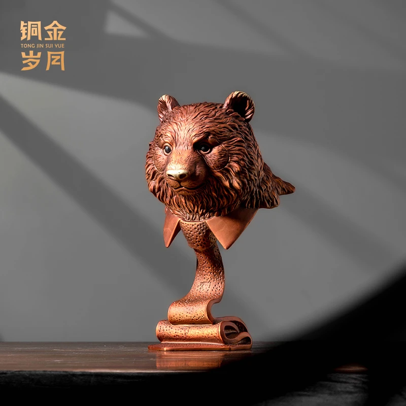 铜金岁月《东大》精品黄铜摆件熊猫头摆件桌面办公室摆件家居装饰