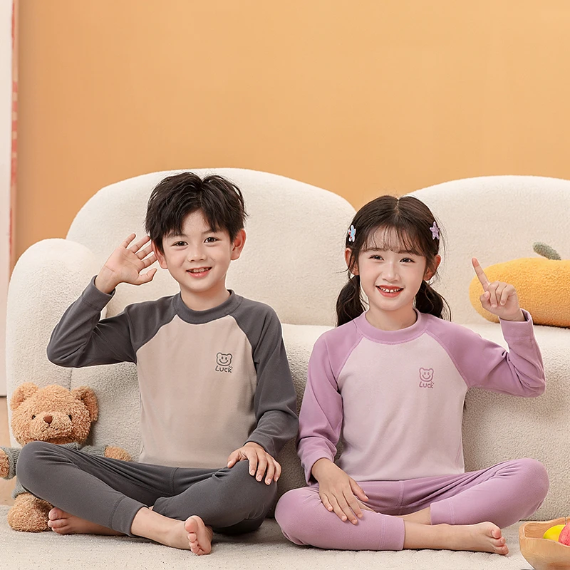 新款儿童秋衣秋裤保暖内衣德绒套装男童女童中大童青少年打底秋冬