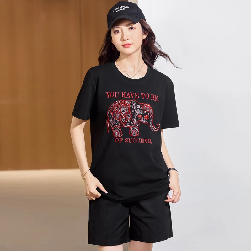 歌帛语大码女装夏装200斤胖妹妹短袖个性夏装百搭时尚休闲上衣