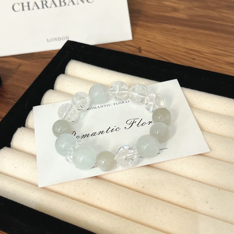 X1220[雨纷纷 ]白水跑环碎冰冰跑环银灰月光绿萤石手链多样性发一