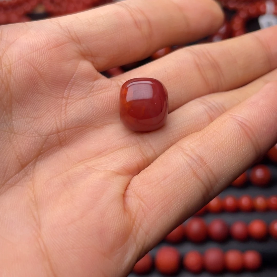 *****南红玛瑙未镶嵌手串H14mm牛血火焰老型单珠