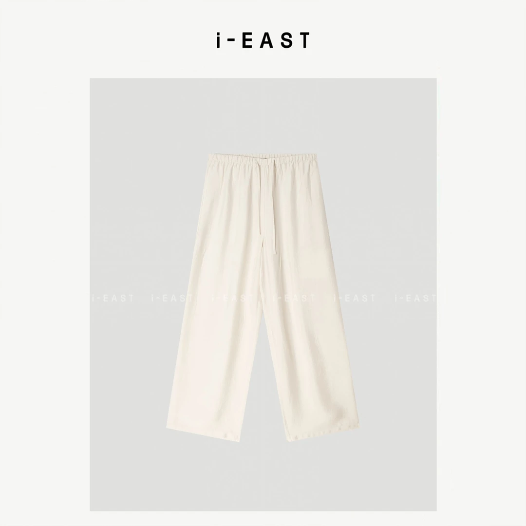 i-EAST 陨石冰川~极简高级感松紧腰系带休闲裤-5X K13583