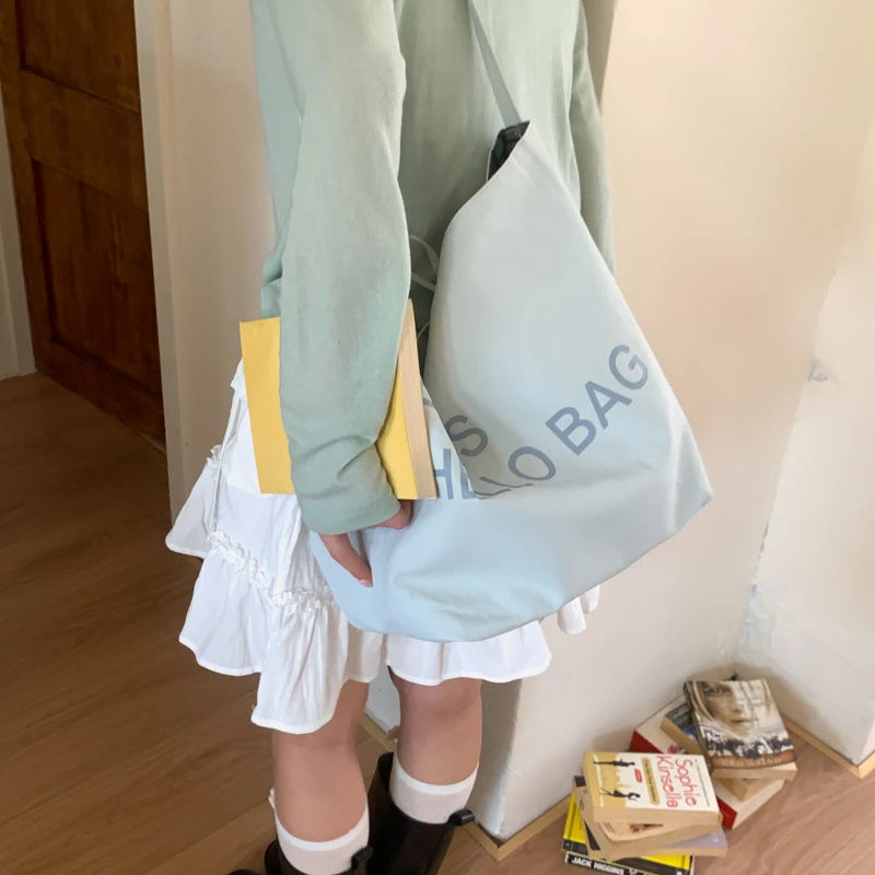 夏季清新韩版百搭单肩包双面可背休闲简约斜挎包时尚文艺托特包女