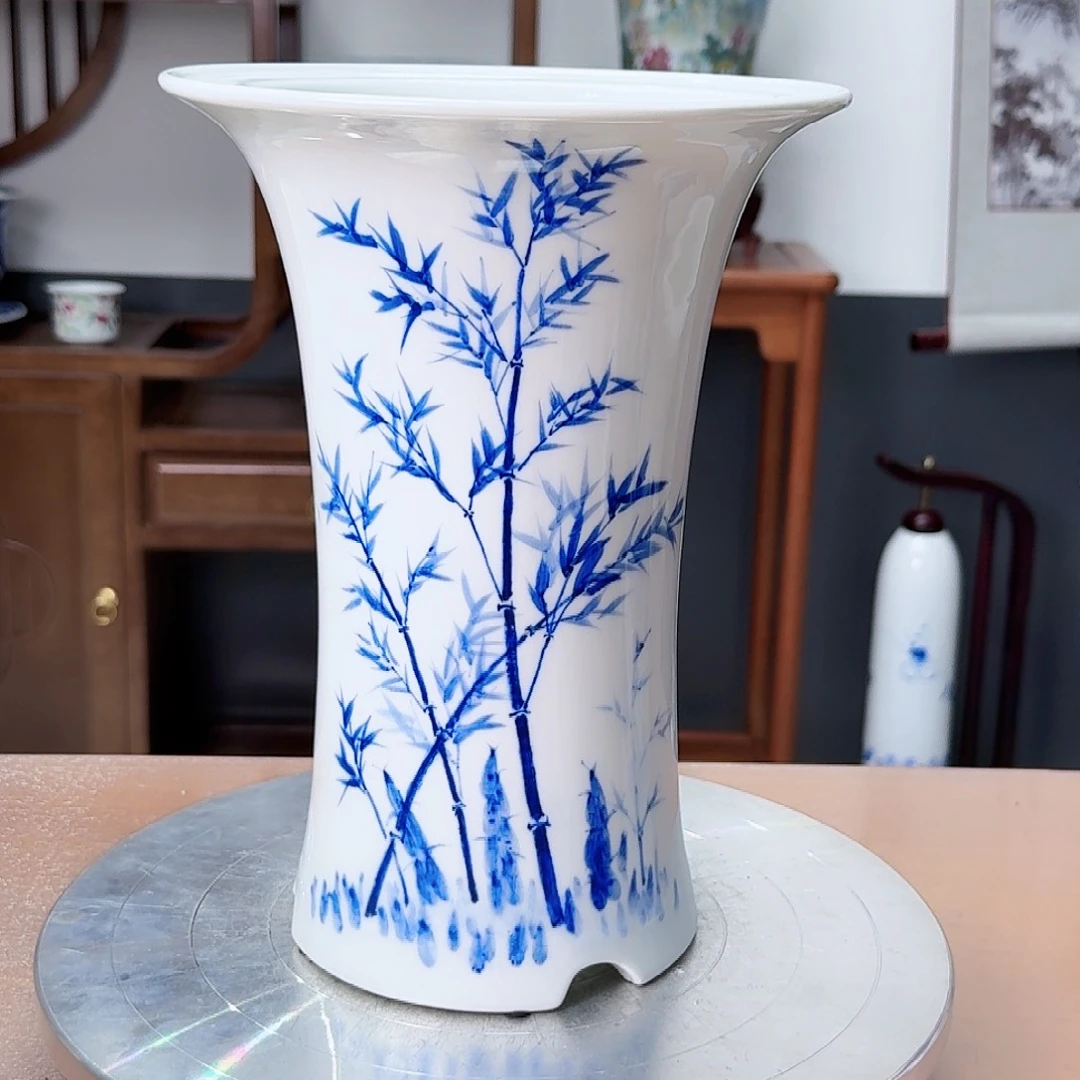 ****万青花竹子陶瓷花盆