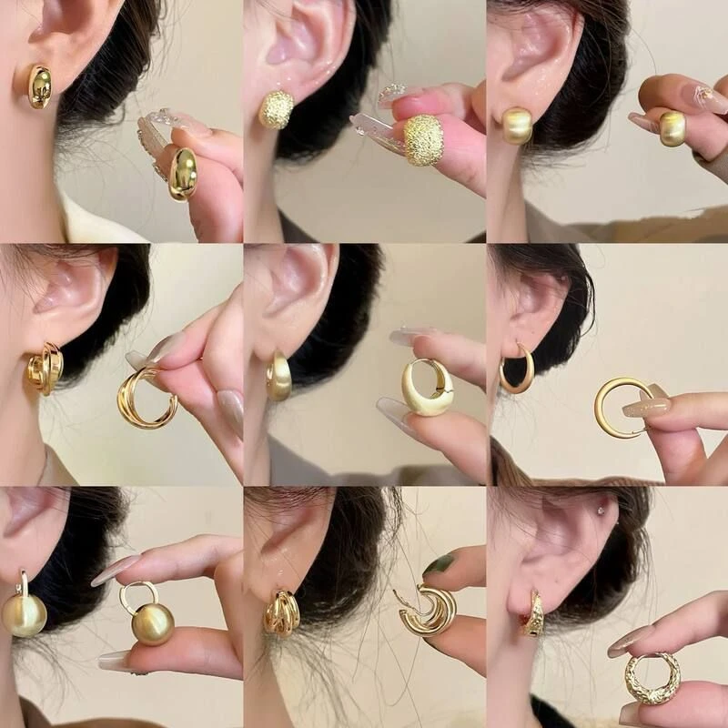 磁铁耳饰 银针66款欧美多层圆环C形女简约小众时尚耳饰轻奢高级感