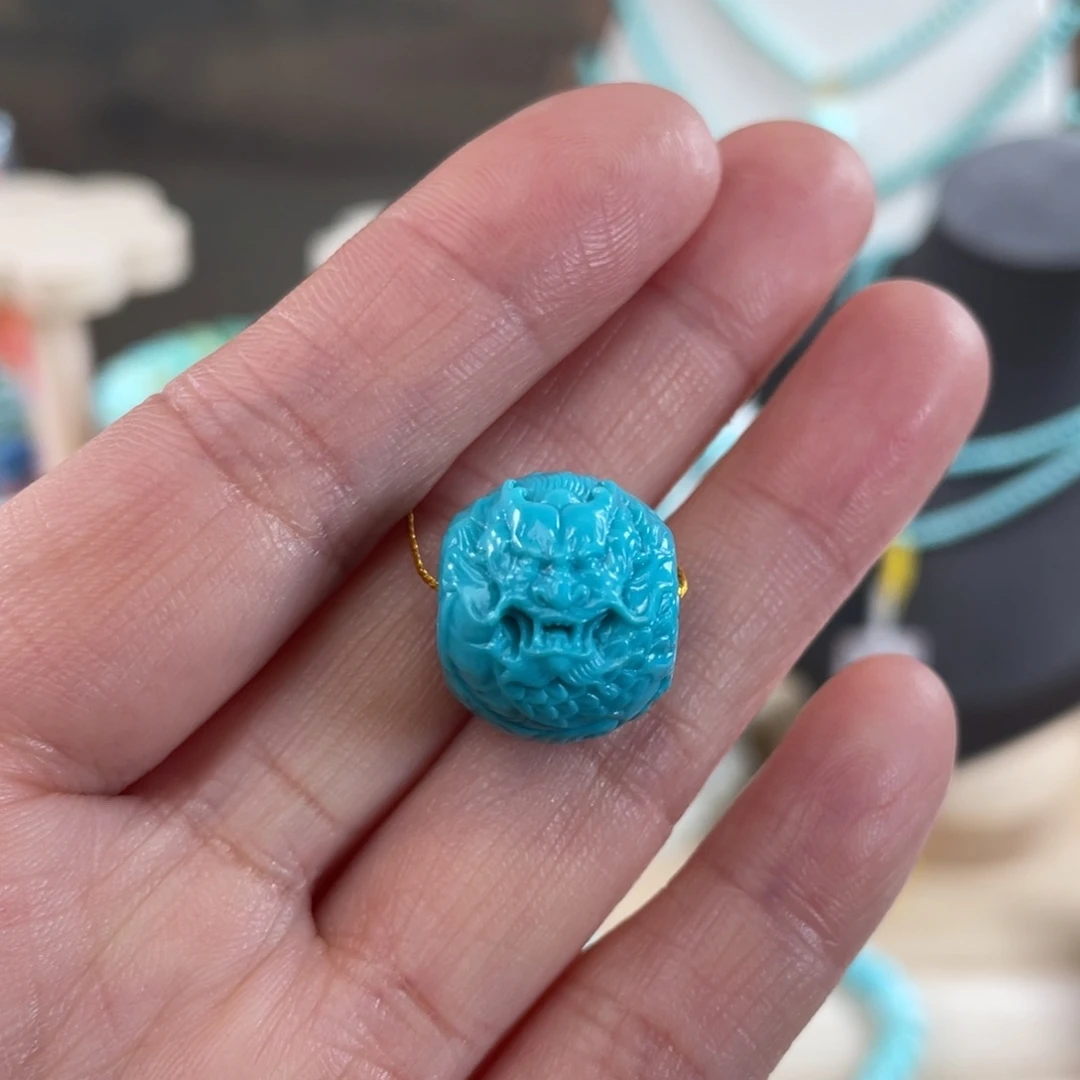 绿松石未镶嵌套链16mm龙墩子