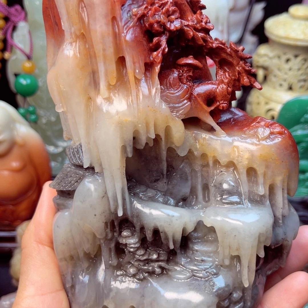 寿山石踏雪寻梅摆件