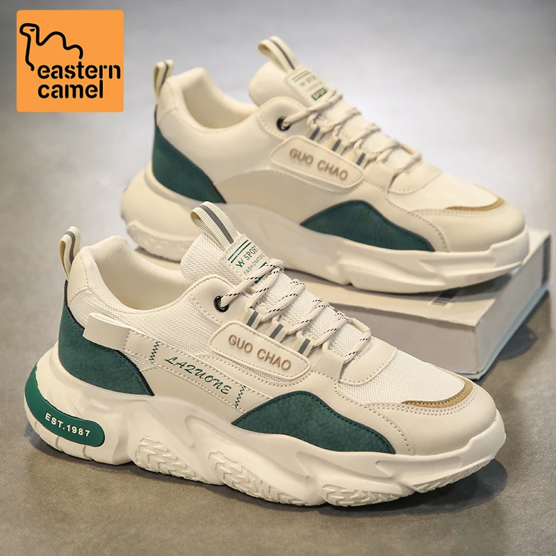 东方骆驼男鞋2025秋季新款网面休闲厚底百搭青少年潮牌软底老爹鞋