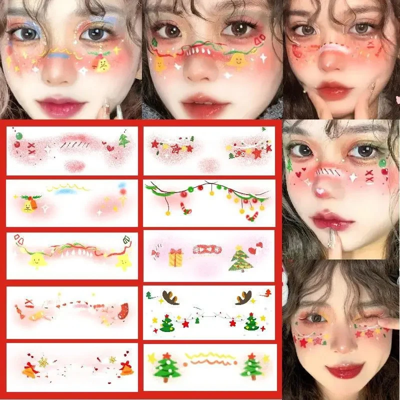 圣诞节儿童妆容脸贴纹身贴纸高颜值可爱氛围圣诞树COS派对