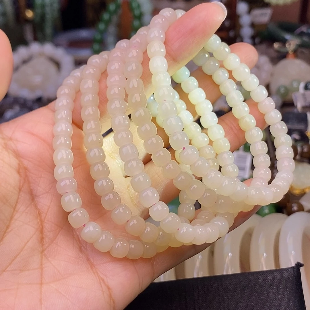 手链未镶嵌和田玉多样性发一 藕粉手链约6