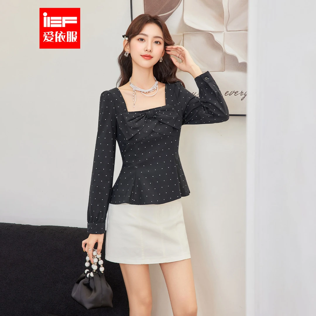 IEF/爱依服2025秋季新款法式温柔淑女气质复古波点通勤百搭裙上衣