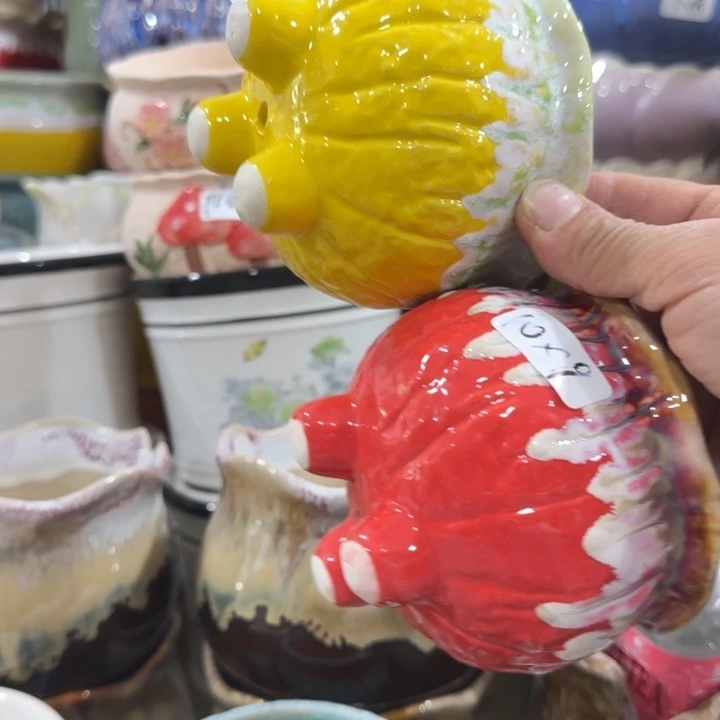 凑9块包邮，有孔，陶瓷花盆