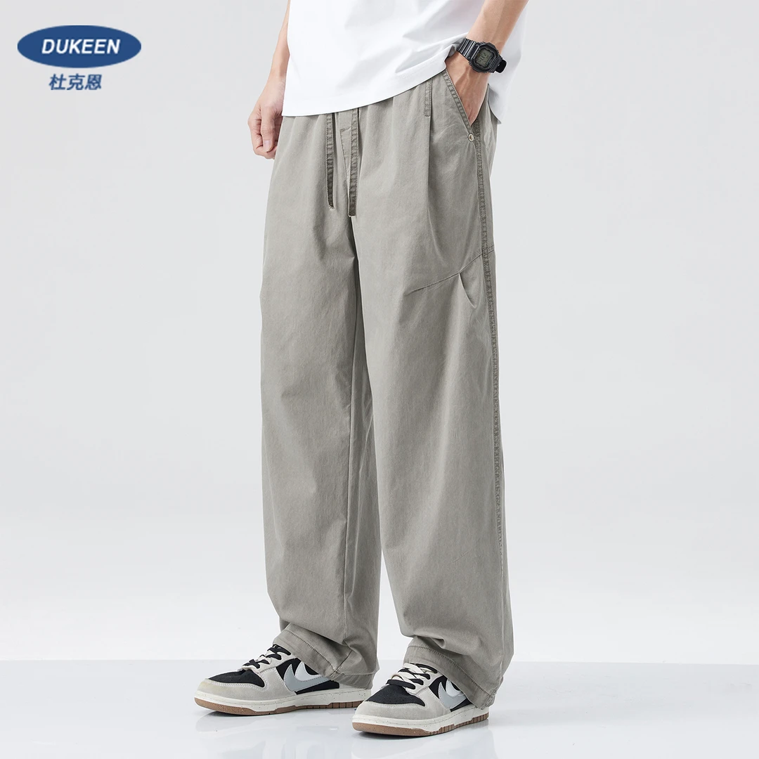 杜克恩冰丝速干工装裤男士夏季薄款束脚运动裤美式直筒休闲裤子