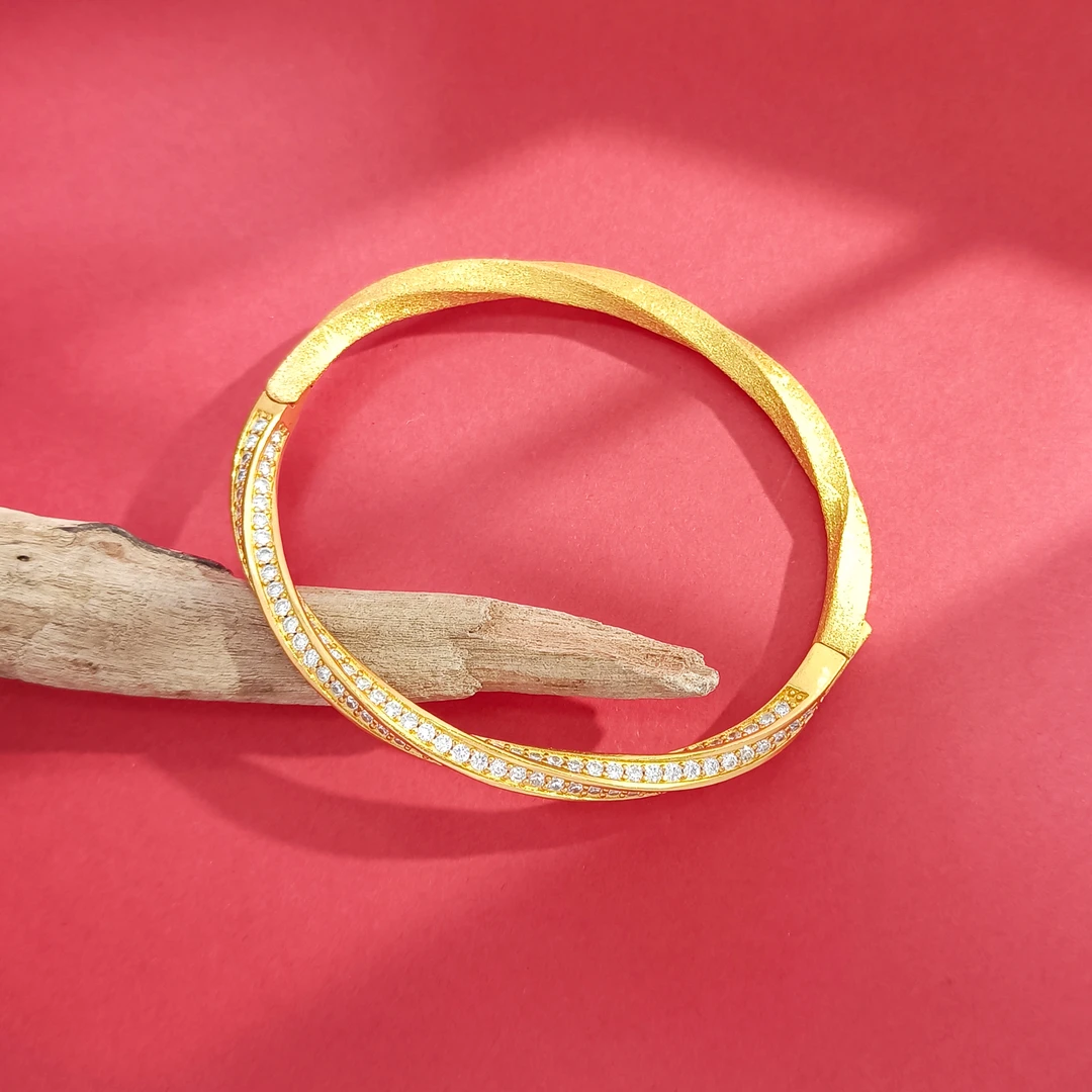 铜合金合成锆石手镯 WLJ-003114【周而复始】手镯简约欧美时尚小众