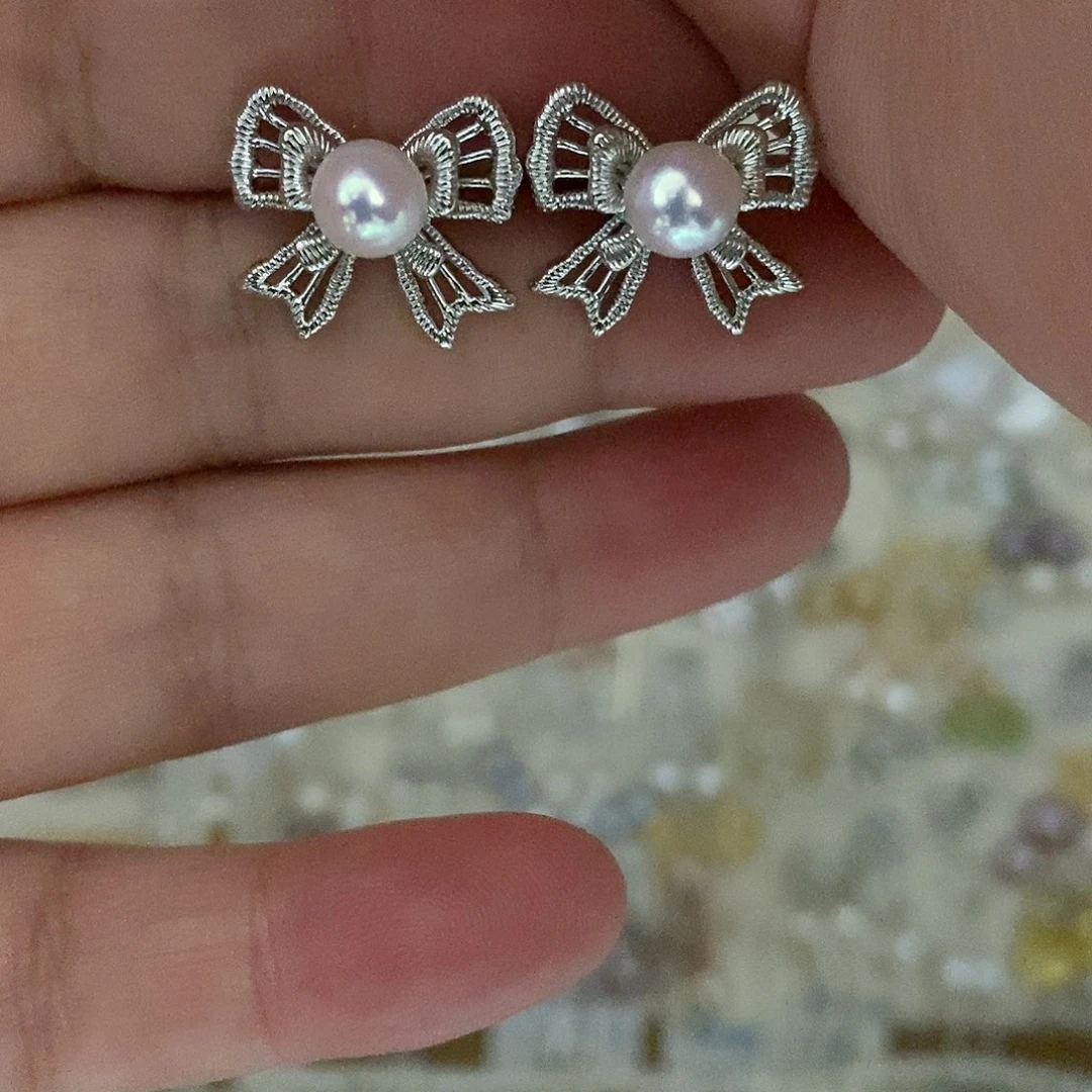 银S925镶嵌耳饰淡水珍珠