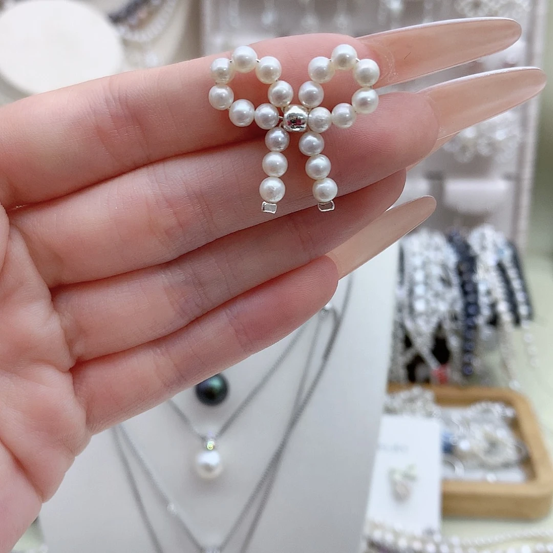 淡水珍珠耳饰银S925镶嵌