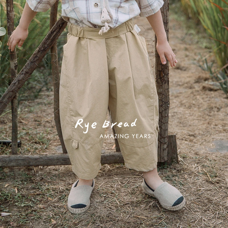 ryebread/黑面包童装 韩系纯棉男小童宝宝舒适宽松休闲裤4夏