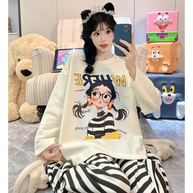 女大童睡衣2025新款春秋季长袖长裤小个子卡通青少年初中学生套装
