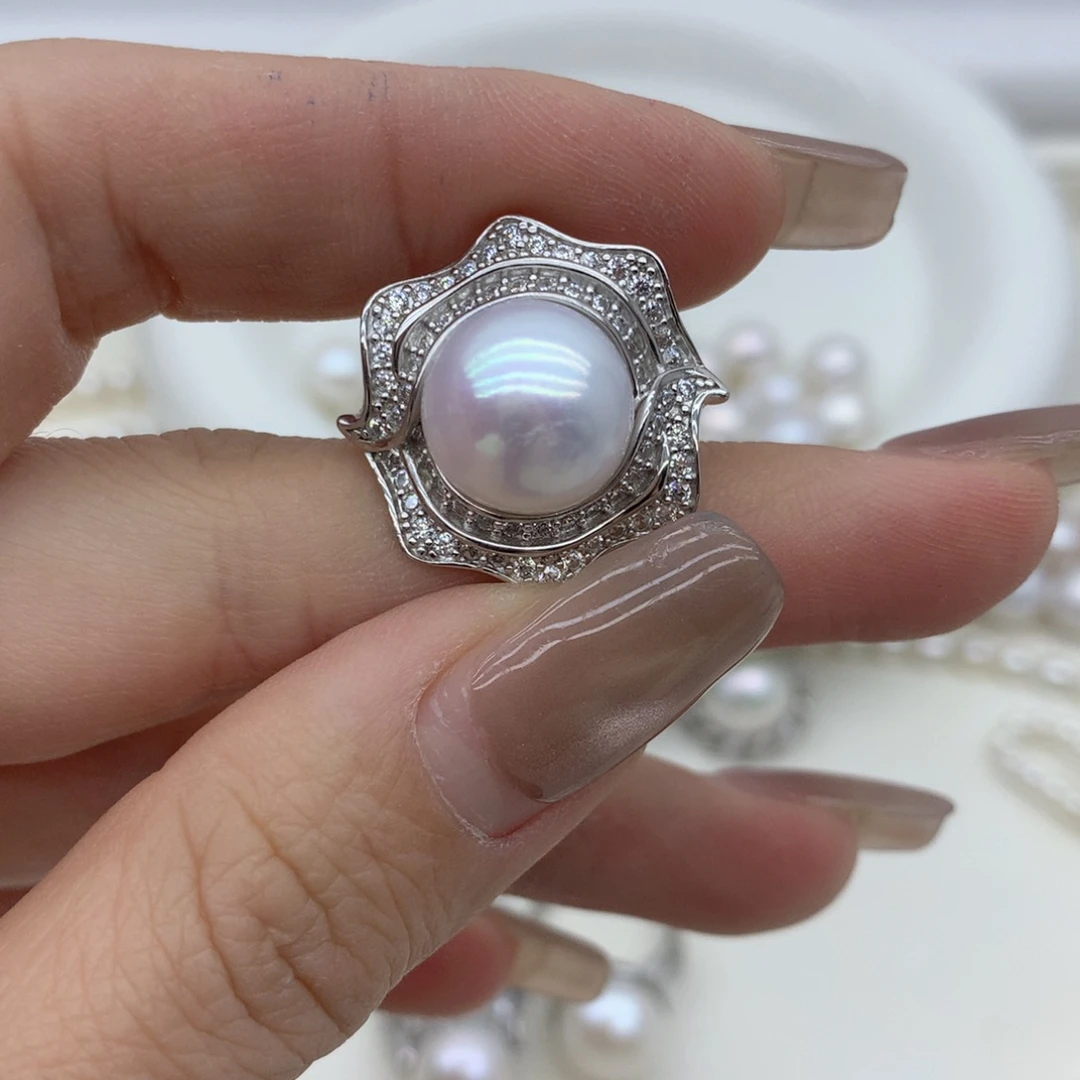 吊坠(不含链)银S925镶嵌淡水珍珠