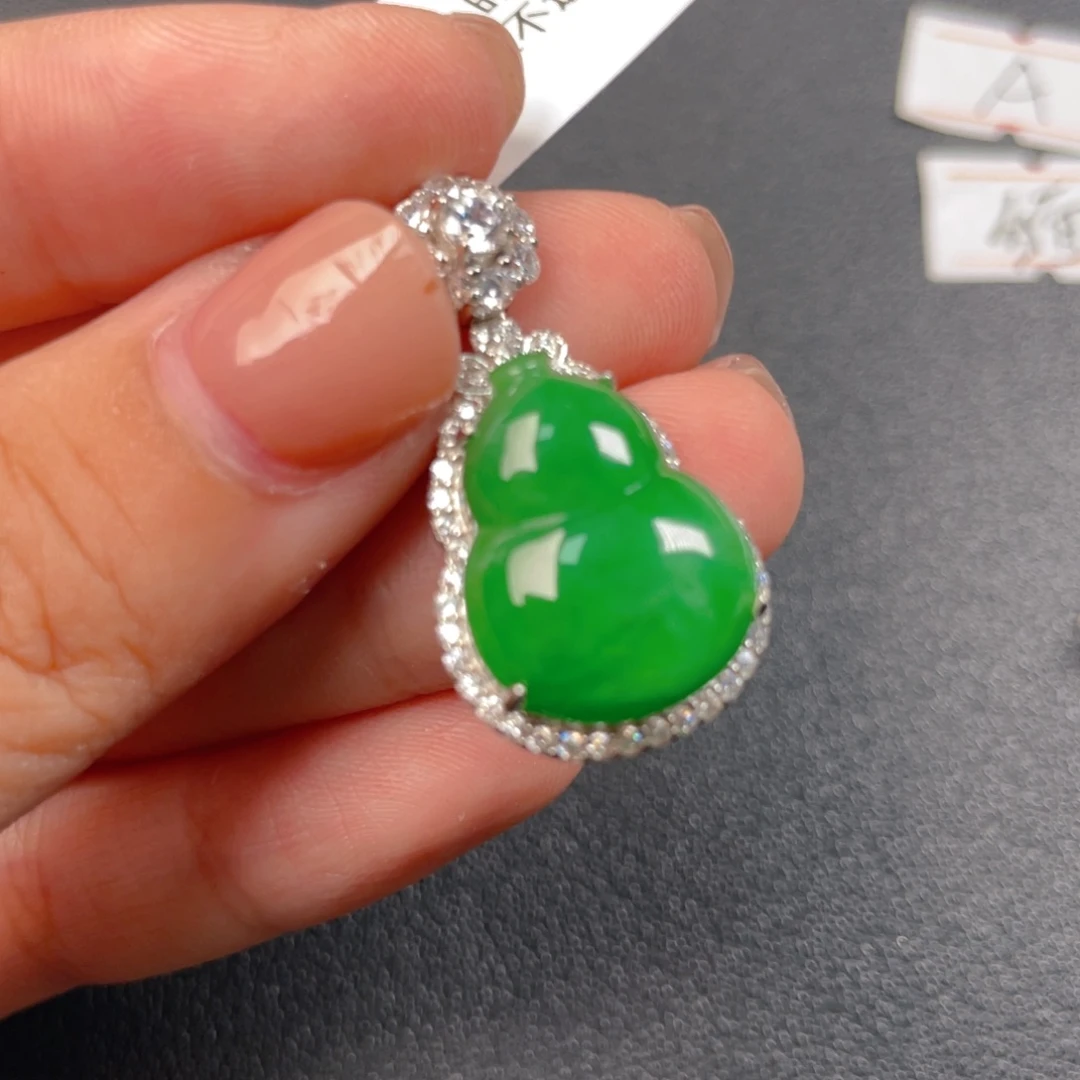 翡翠银S925镶嵌吊坠(不含链)m m m