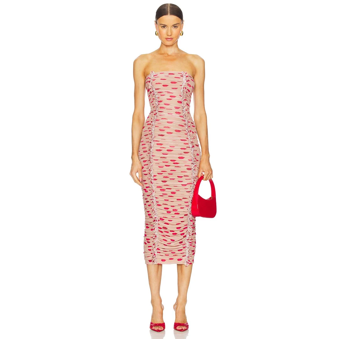 AFRM YORI 中长款连衣裙 Beige,Red