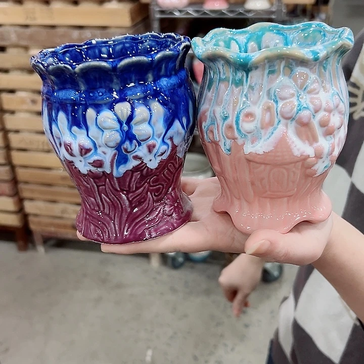 有孔.凑满10元发货多肉陶瓷花盆！