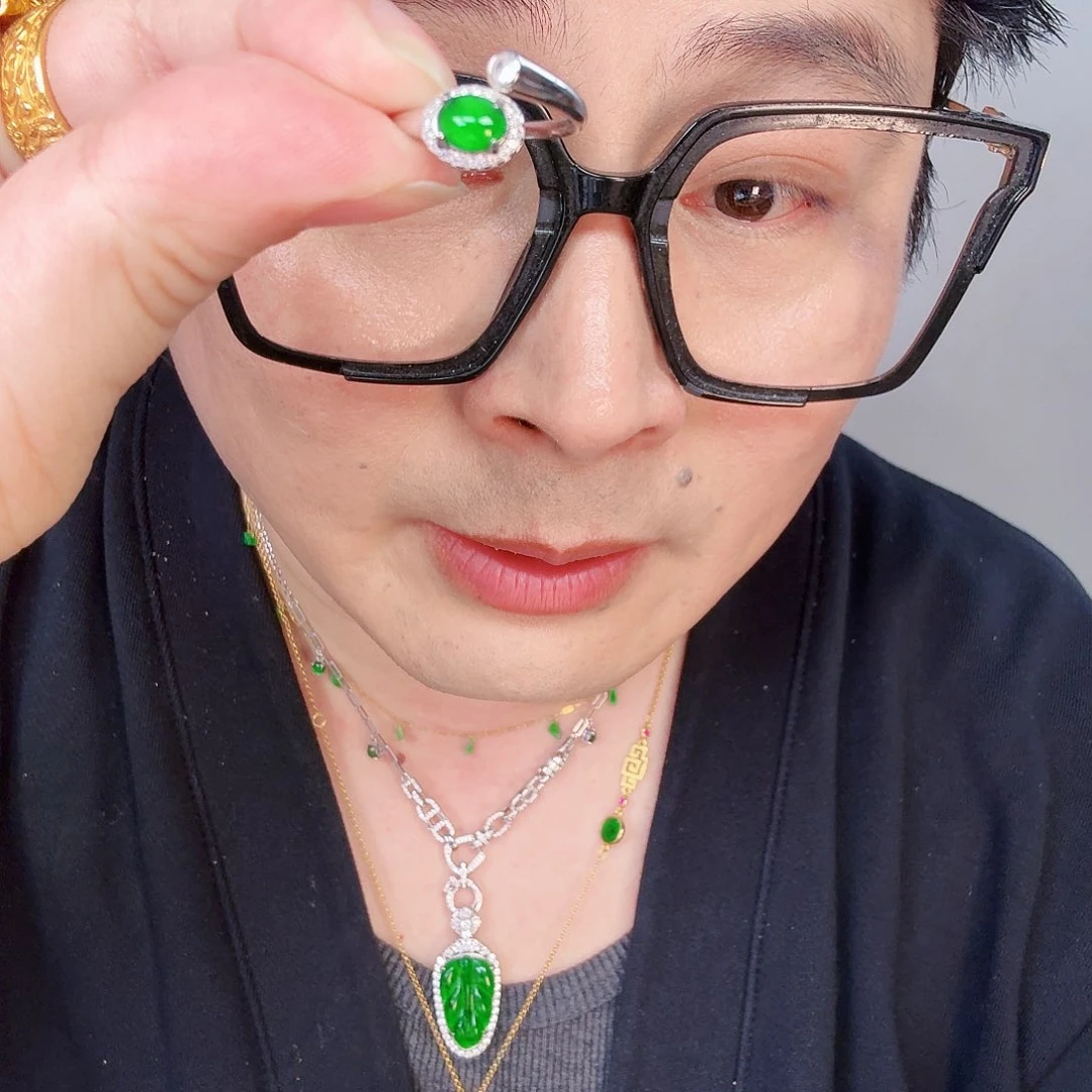 翡翠颈饰银S925镶嵌一个