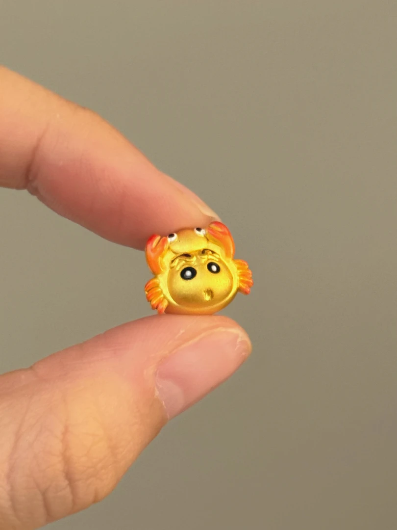 贝贝黄金 足金999 螃蟹小蜡笔 珐琅彩 转运珠 102