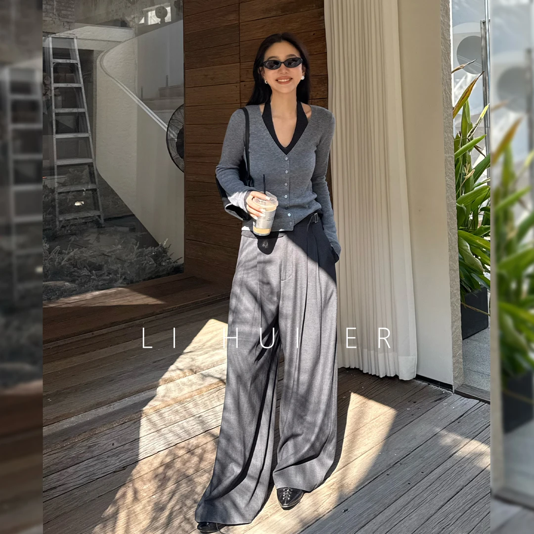 LiHuiEr李慧儿【卡塔尼亚】假两件针织衫女极简显瘦上衣LL025974