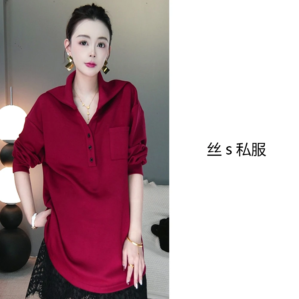 丝s私服【绯梦】秋冬宽松大翻领气质百搭上衣卫衣F7136